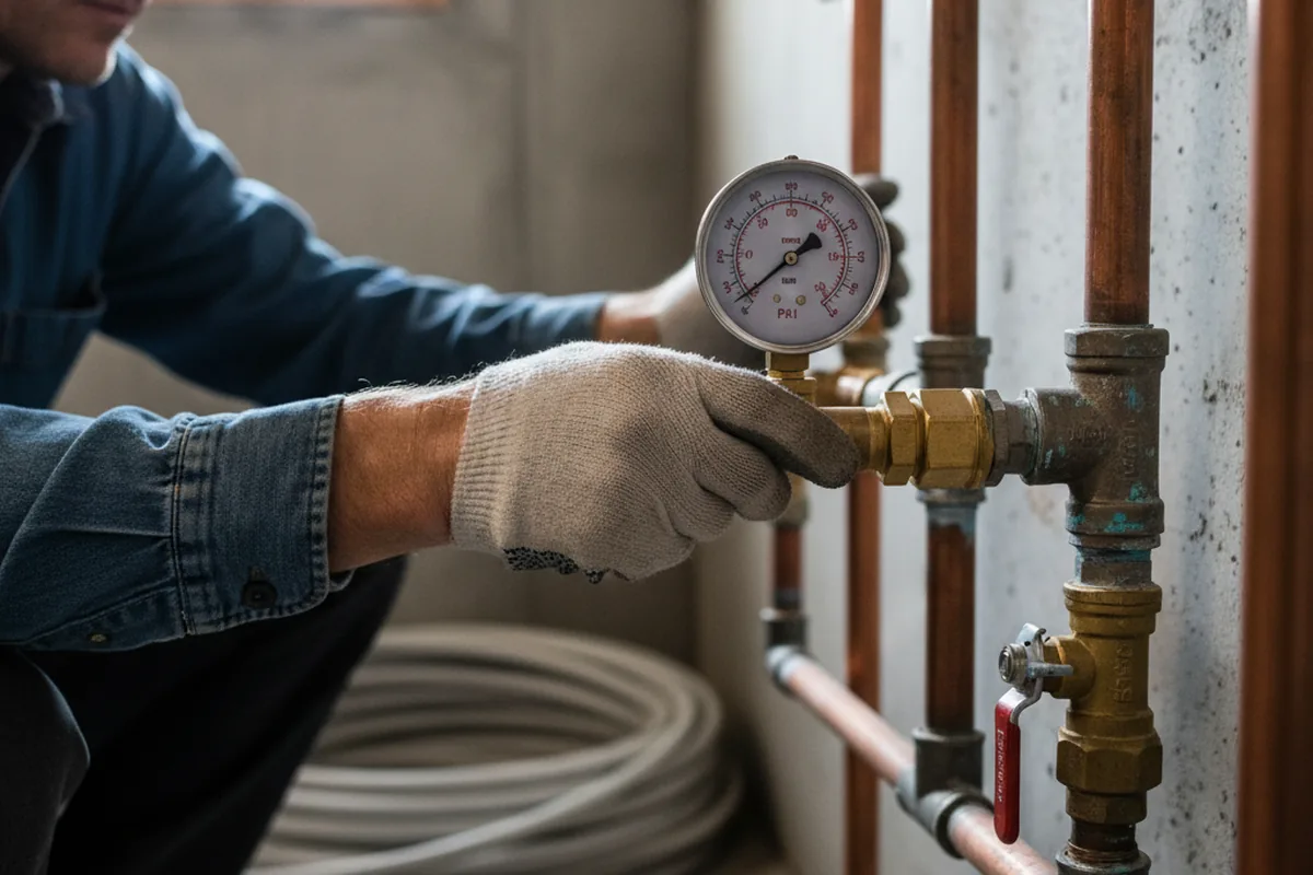 Pressure testing a repaired line during Water Line Repair in Lynn